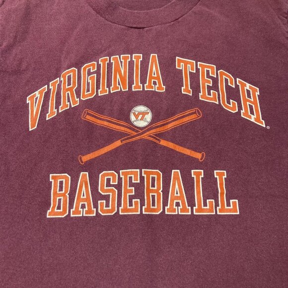 Virginia Tech Baseball T Shirt Boys Size 14/16 Short Sleeve Red VT N29 - Picture 2 of 4